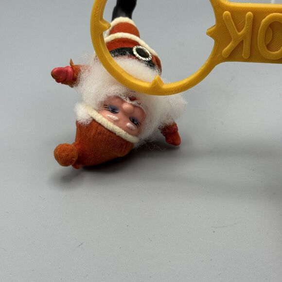 Vintage Red Flocked Santa Claus Christmas Ornament Hong Kong Kitschy 4" T READ - Picture 12 of 13